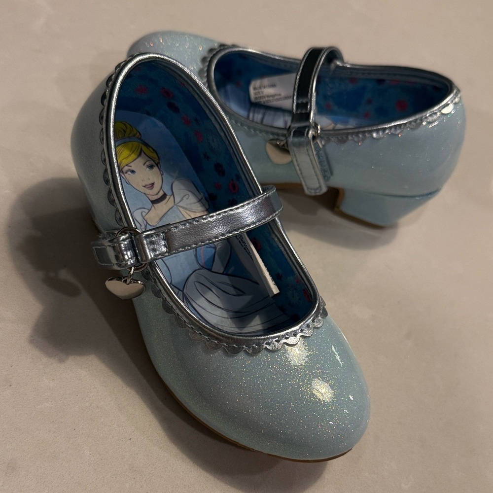 Disney Sparkling Blue Princess Cinderella High Heel Shoes • Size 8 - Picture 3 of 4